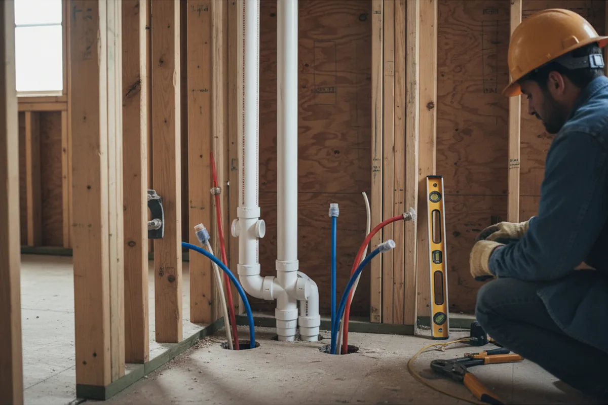 Drain and supply rough-in during Drain Cleaning in Elwood